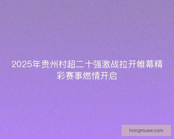 2025年贵州村超二十强激战拉开帷幕精彩赛事燃情开启